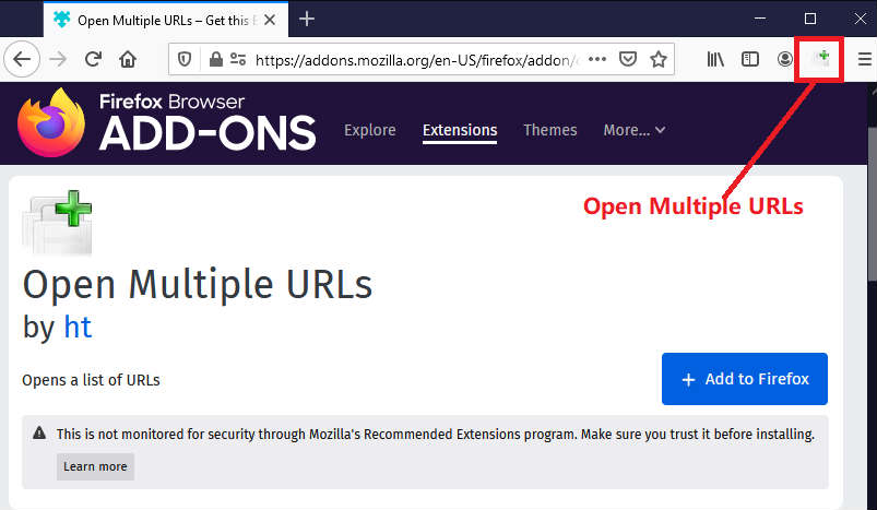 Firefox火狐浏览器安装Open Multiple URLs插件